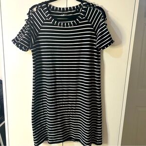 August Silk Women’s Black and White Striped Casual Dress